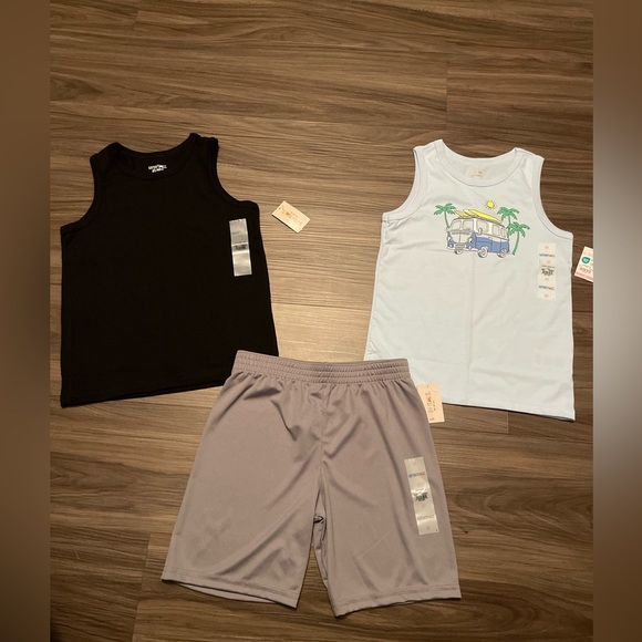 Garanimals Black and Light Blue Tanks with Gray Shorts Kids 3pc Matching Set -5T - Picture 1 of 6